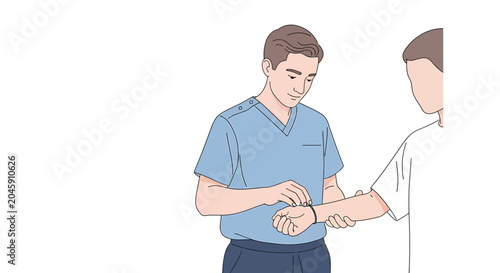 Doctor checking patient's pulse on wrist, medical examination, healthcare concept