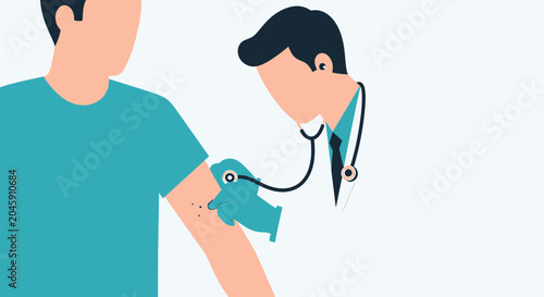 Doctor checks patient's blood pressure with stethoscope, medical checkup concept