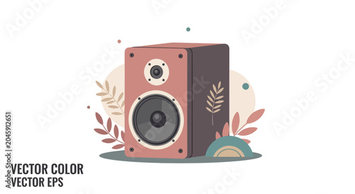 Valokuva Retro Speaker with Floral Accents