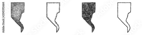 Foto Sketch black and white Pope County (Illinois) outline map design set