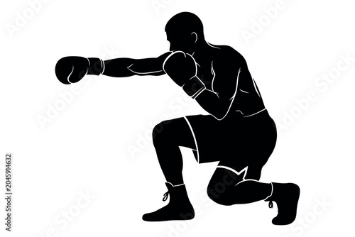 Εκτύπωση καμβά Dynamic boxer silhouette a powerful illustration of athleticism and combat readi