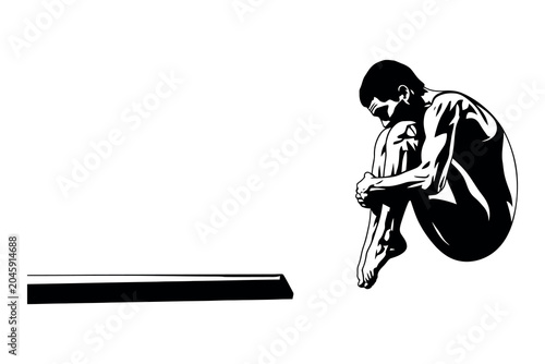 Bild auf Leinwand A silhouette of a person in a fetal position with a rectangular shape nearby