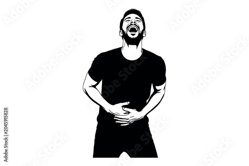 Obraz na plátně Silhouette of a man in distress a dramatic expression of pain and emotional turm