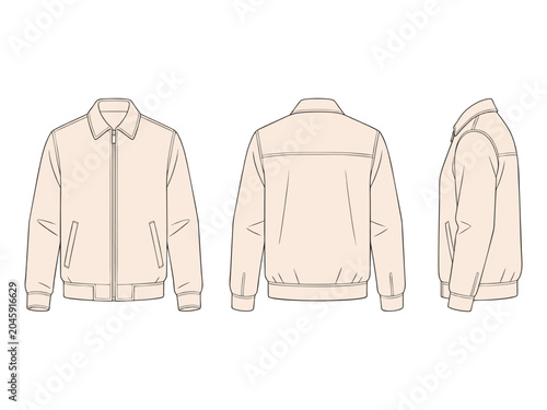 Minimalist white jacket illustration on transparent background fashion design sketch