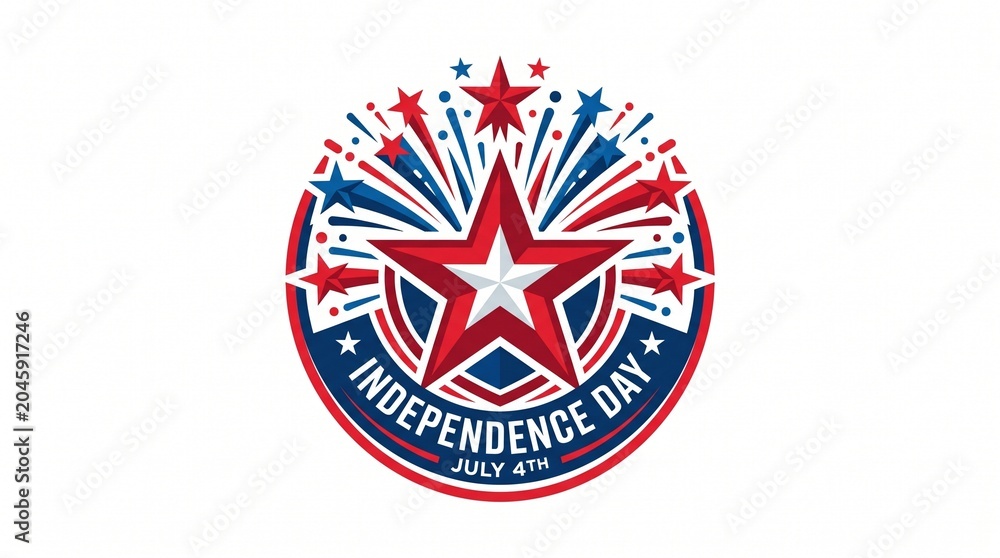 Fototapeta premium Happy Independence Day July 4th Starburst and Fireworks Celebration Graphic