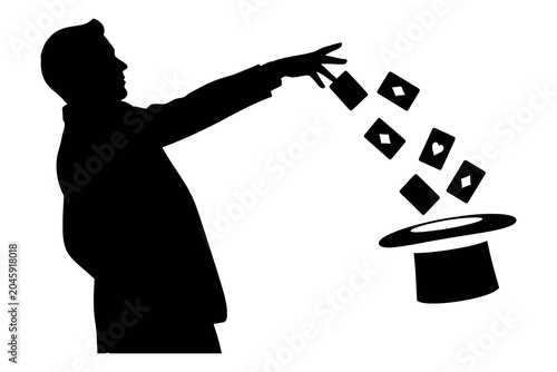 Фотография Magician performing a card trick silhouette a dramatic illustration of illusion