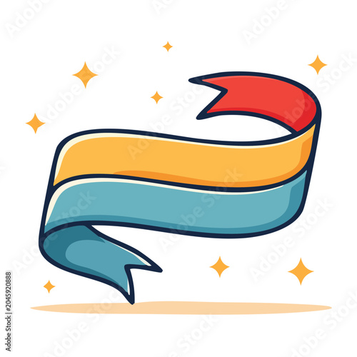 Flat design ribbon banner with stars