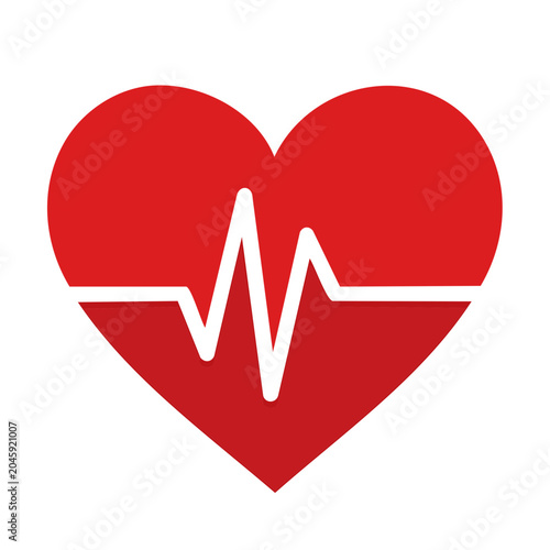 Red heart with white heartbeat line