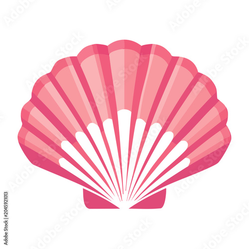 Pink seashell icon in flat design style