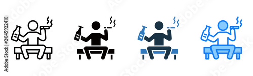 Картината върху платно Unhealthy Lifestyle icon multiple style vector illustration