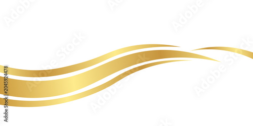 Golden border swooshes wave element with a metallic gradient