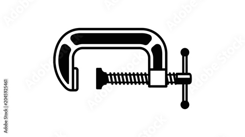 Bild auf Leinwand Black and silver metal screw G-clamp icon.