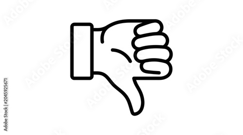 Tableau sur toile Black outline icon of a hand giving thumbs down.