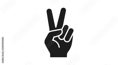Black silhouette of a hand making peace or victory sign.