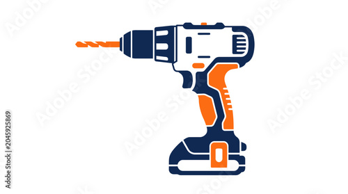Obraz na płótnie Blue and orange cordless electric power drill tool.