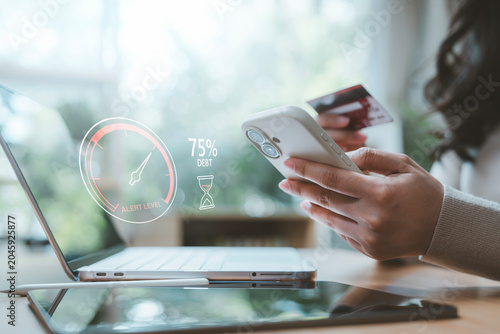 фотографія Buy now pay later BNPL debt management concept person holding credit card and sm