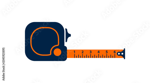 Konstfotografi Blue and orange retractable tape measure tool.