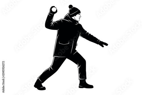 Фотография Silhouette of a person throwing a grenade depicting conflict and potential dange
