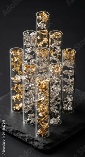 Luxury crystal, gold, and silver glass vases, decorative objects