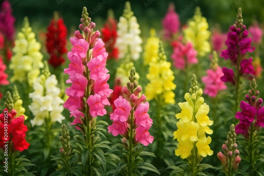 Obraz premium Vibrant snapdragons in full bloom.