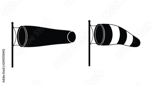 Foto Two Wind Socks With Poles Black And White Silhouette