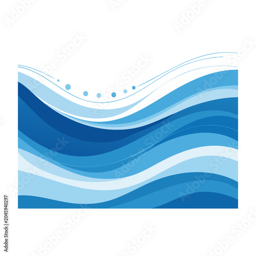 Abstract blue wave pattern with bubbles
