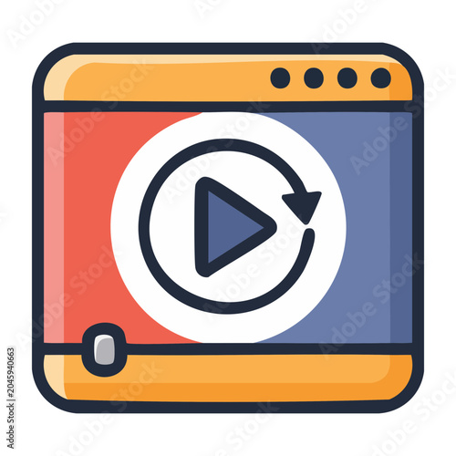 Play button with refresh icon on video player interface