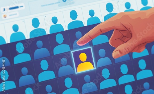 Hand Selecting Target Customer from Digital Audience Network Marketing Concept