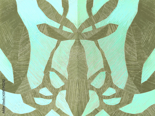 Abstract geometric textured ornamental seamless pattern in neon green brown tones. Cozy background for interior decor, wallpaper, wall panel, textile, houme decor, interior fabric
