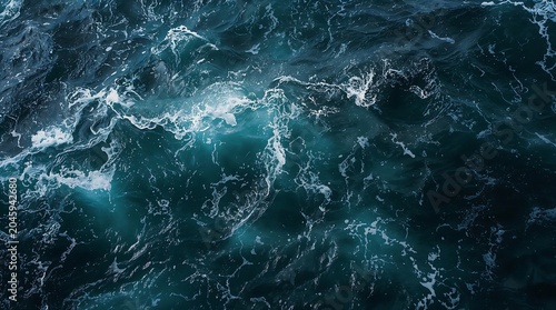 Dark turbulent ocean waves with rough sea texture in closeup view