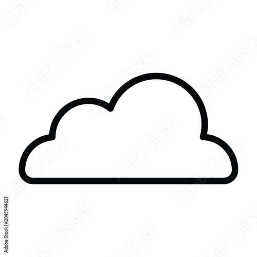 Cloud black outline style symbol featuring a simple rounded cloud shape. Suitable for weather, climate, technology, environment, and nature themed projects.