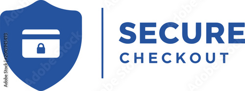 Secure Checkout Badge with Shield and Lock Icon on White Background