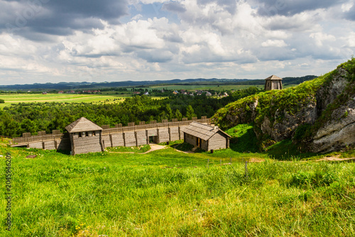 Reconstruction of an old Slavic settlement on Birów Mountain. Ogrodzieniec, Podzamcze,   
Krakow-Czestochowa Upland, the Polish Jurassic Highland, Poland

