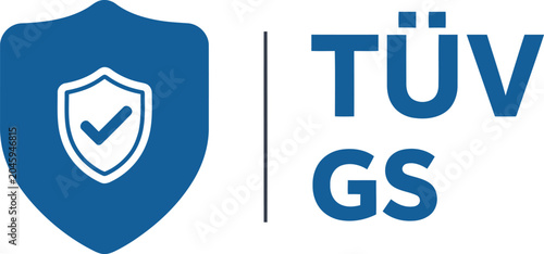 Foto TÜV GS Certified Safety Shield Badge with Check Mark Icon