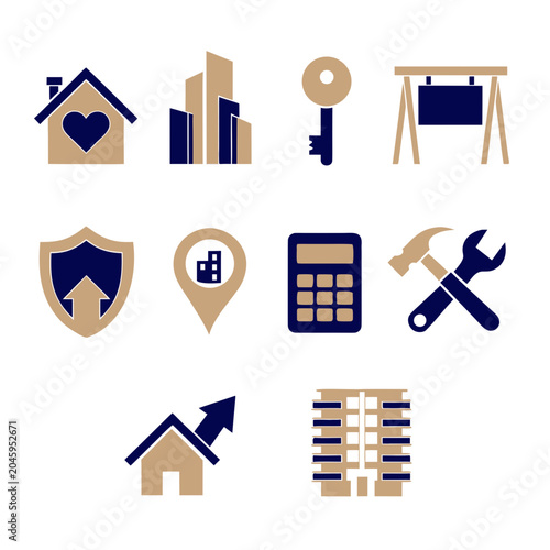 Real estate and property management icons set