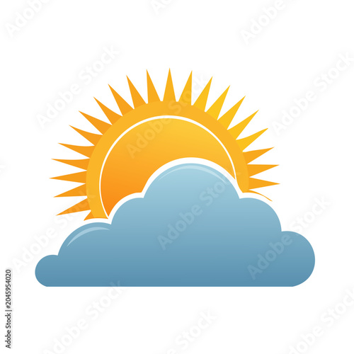 Sun partially behind a blue cloud, weather icon