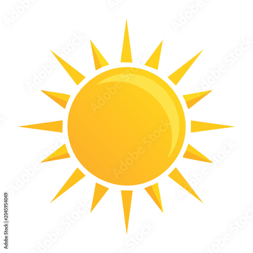 Stylized sun icon with bright yellow and orange rays