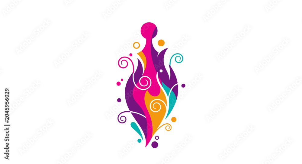 Obraz premium Vibrant abstract artistic shape with swirling patterns and colorful gradients.