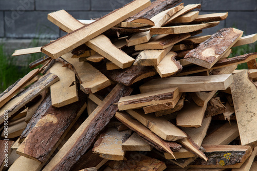stack of firewood in winter