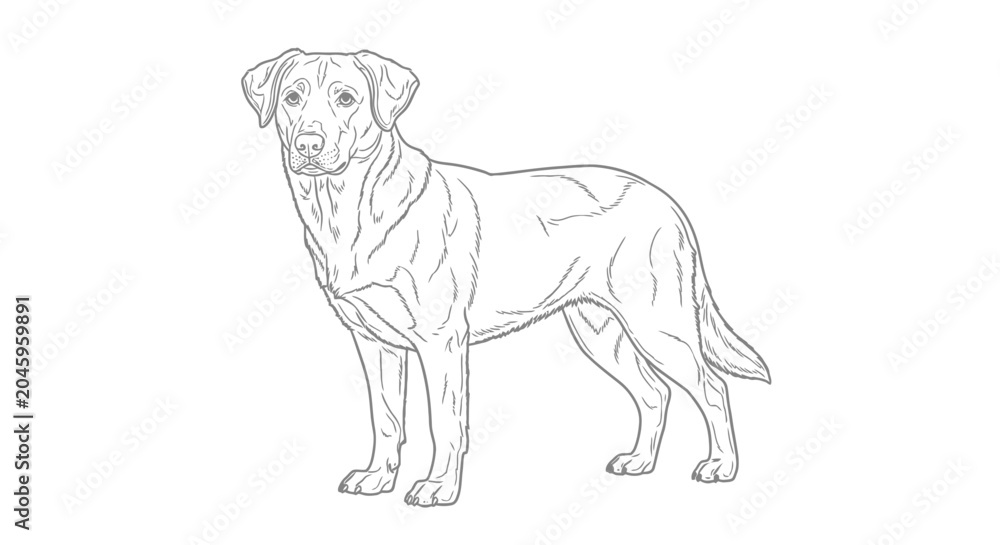 Fototapeta premium Labrador Retriever Dog Standing Upright.