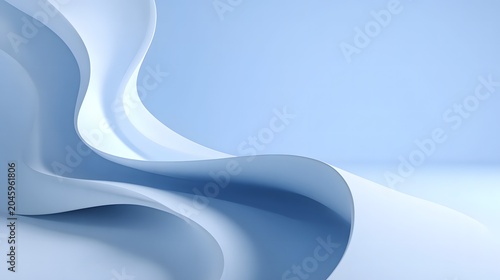 Minimalist Abstract 3D Wave Corporate Blue Tech Background with Large Copy Space
