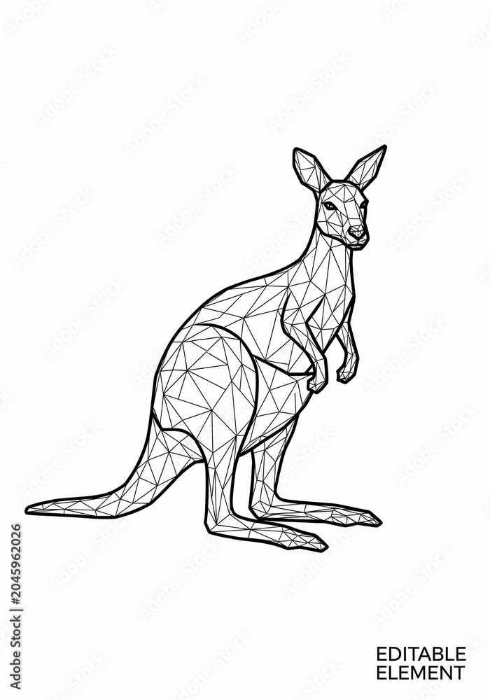 Fototapeta premium Geometric Kangaroo Silhouette - Polygon Animal Art - Abstract Mammal Design