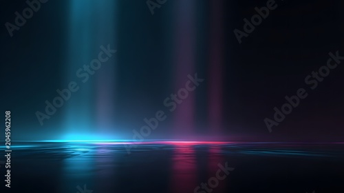 Futuristic high tech pitch black backdrop with subtle purple and cyan neon glow