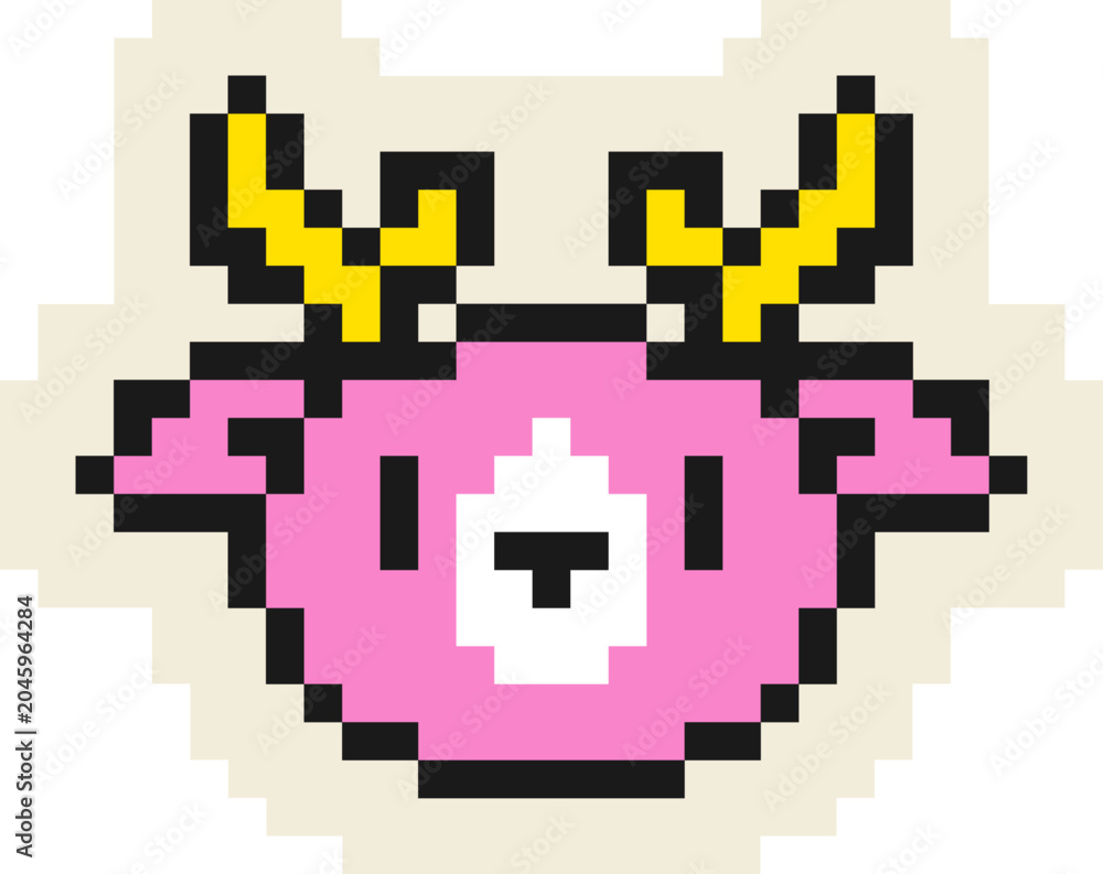 Fototapeta premium Deer Head Pixelated Sticker