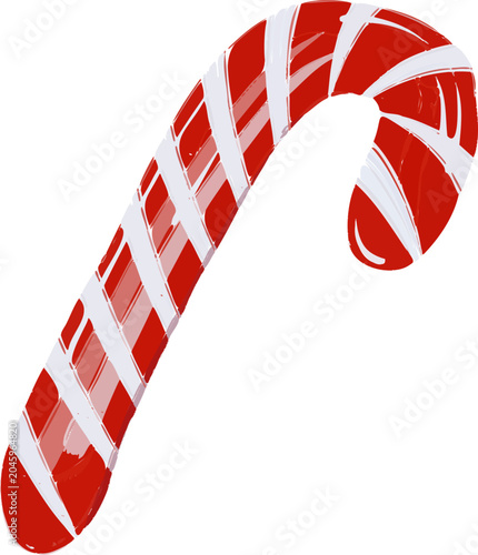 Fotografija Vector illustration of a classic Christmas candy cane with red and white stripes