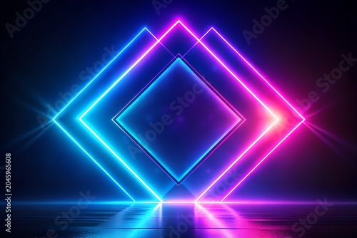 Geometric light shapes with glowing neon colors