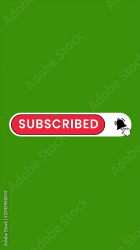 Subscribe Button Animation, Bell Notification Icon, Red Subscribe Tag, Social Media Subscription Bar, Green Screen Overlay, Channel Subscribe Interface