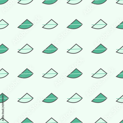 Geometric seamless pattern with green half-moons on light background  