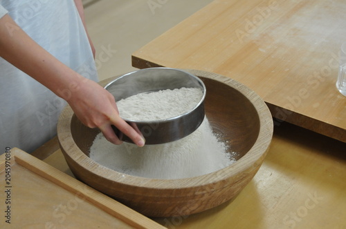 I'm sifting the fine buckwheat flour.