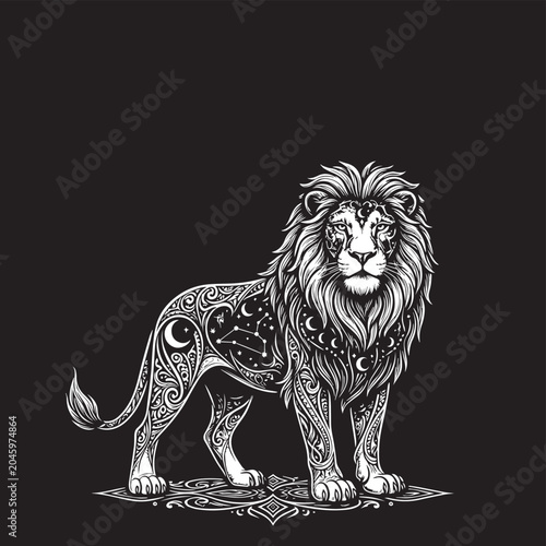 Celestial Solar Eclipse Full Body Lion Vector